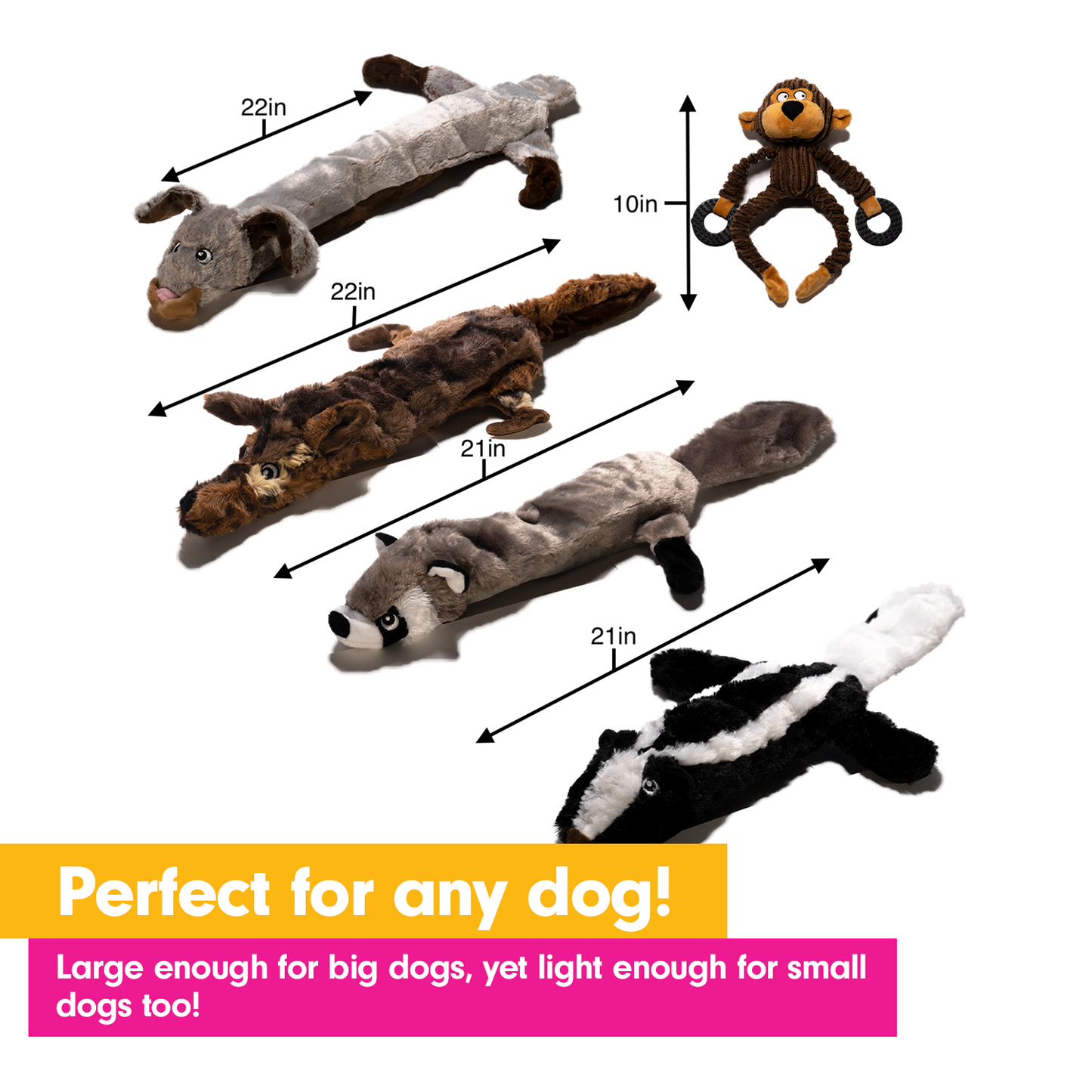 No Stuffing Dog Toys - (4 Packs)