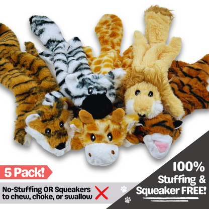 No-Squeakers, No-Stuffing Safari Pack of 5